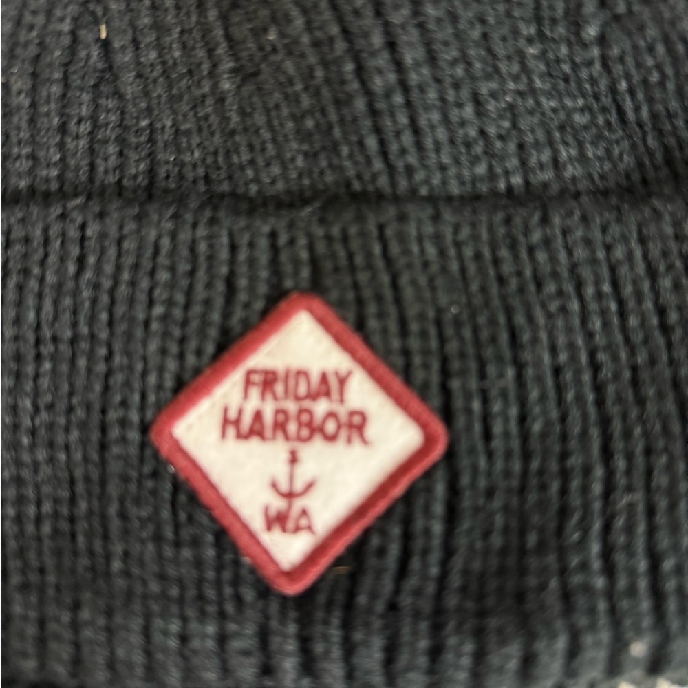 Legacy Friday Harbor WA Black Knit Beanie • Minimalist Winter Streetwear Hat - Picture 3 of 6